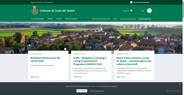 Security scan screenshot of https://www.comune.costadenobili.pv.it