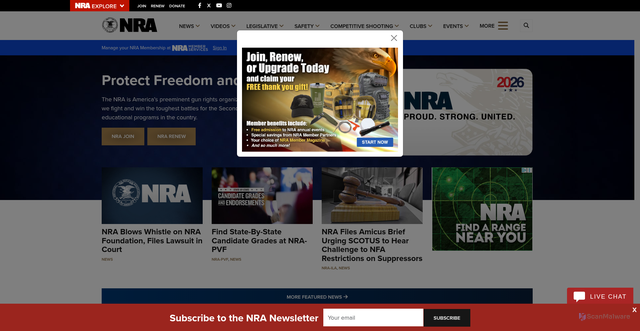 Security scan screenshot of https://nra.org