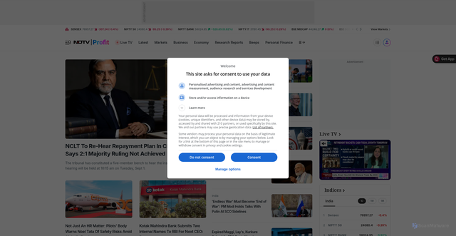 Security scan screenshot of https://ndtvprofit.com