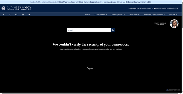 Security scan screenshot of https://dutchessny.gov