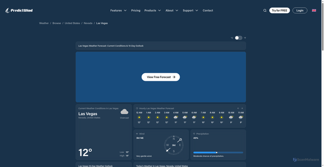 Security scan screenshot of https://predictwind.com/weather/united-states/nevada/las-vegas