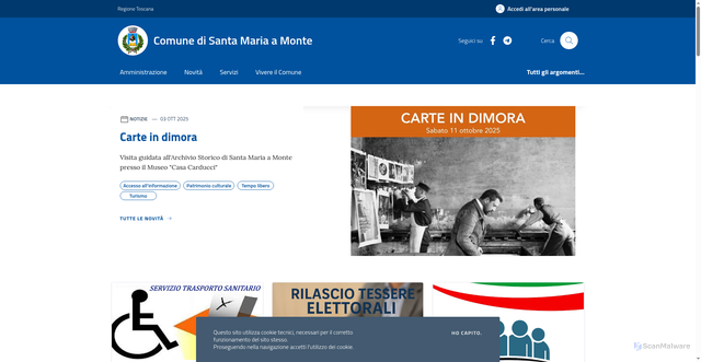 Security scan screenshot of https://www.comune.santamariaamonte.pi.it/