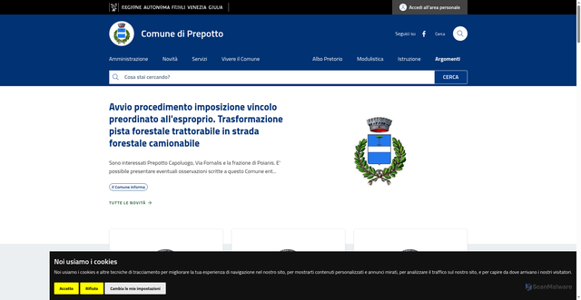 Security scan screenshot of http://www.comune.prepotto.ud.it/