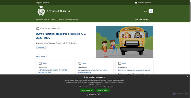 Security scan screenshot of https://www.comune.bisaccia.av.it/it