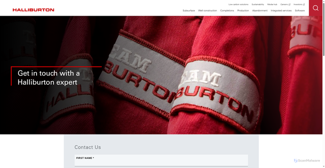 Security scan screenshot of https://www.halliburton.com/en/contact-us