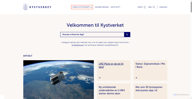 Security scan screenshot of https://kystverket.no