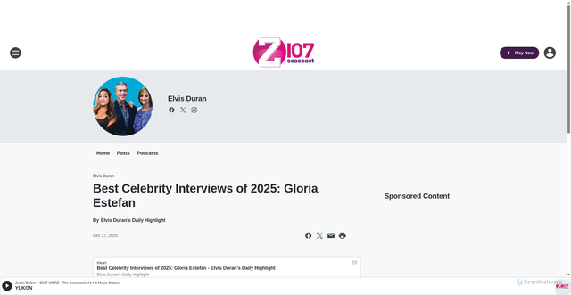 Security scan screenshot of https://z107fm.iheart.com/featured/elvis-duran/content/2025-12-27-1031-elvis-durans-daily-highli-best-celebrity-interviews-of-2025-gloria-est/