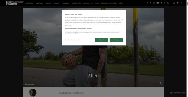 Security scan screenshot of https://www.theplayerstribune.com/articles/life-and-times-of-allen-iverson