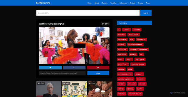 Security scan screenshot of https://infinitecraftonline.com/real-housewives-dancing-gif/