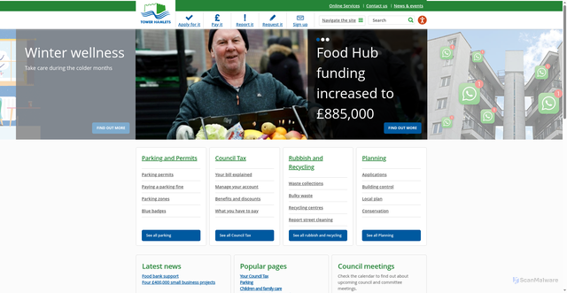 Security scan screenshot of https://www.towerhamlets.gov.uk/Home.aspx