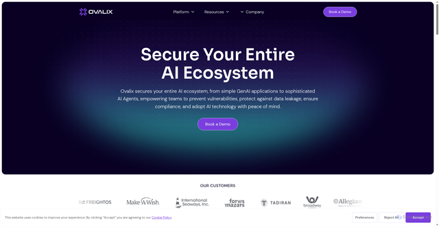 Security scan screenshot of https://ovalix.ai