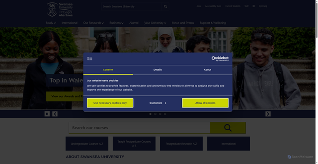 Security scan screenshot of https://www.swansea.ac.uk/