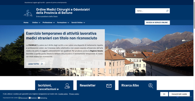 Security scan screenshot of https://www.ordinemedicibelluno.it/