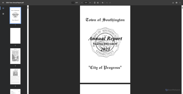 Security scan screenshot of https://cms9files.revize.com/southingtonct/2023%20Town%20Annual%20Report.pdf