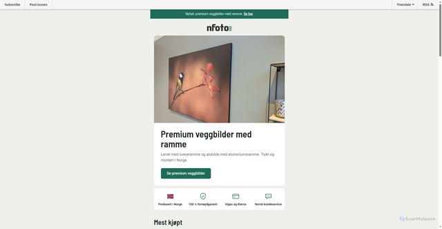 Security scan screenshot of https://mailchi.mp/bd2fbf167471/nyhet-premium-veggbilder-med-ramme?e=e061ddc635