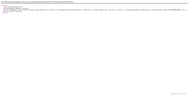 Security scan screenshot of https://pendo-static-6234129998020608.storage.googleapis.com