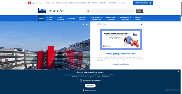 Security scan screenshot of https://www.aslcn2.it/