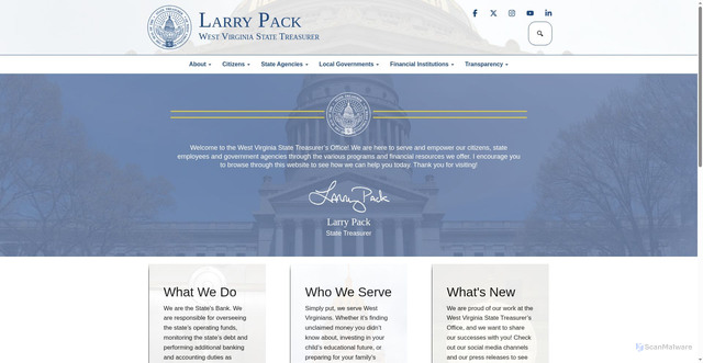 Security scan screenshot of https://wvtreasury.gov/