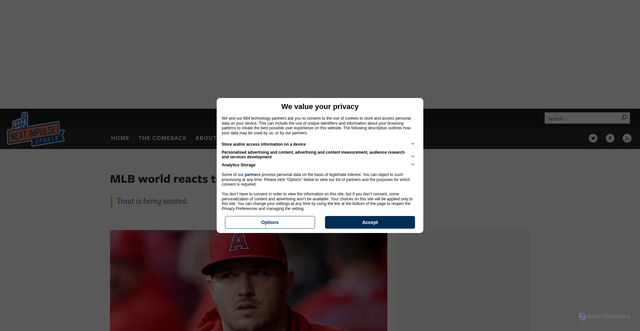 Security scan screenshot of https://nextimpulsesports.com/articles/mike-trout-los-angeles-angels-home-runs/