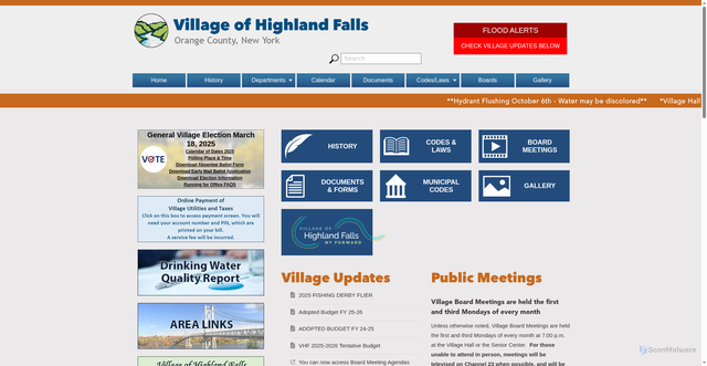 Security scan screenshot of https://www.highlandfallsny.org/