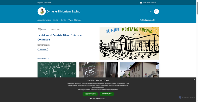 Security scan screenshot of https://www.comune.montanolucino.co.it
