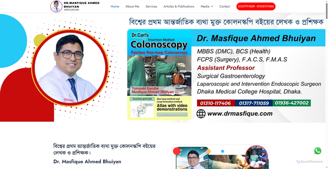 Security scan screenshot of https://drmasfique.com/