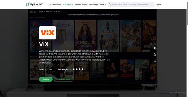 Security scan screenshot of https://mybundle.tv/discover/app/VIX