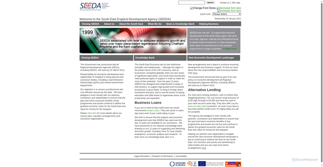 Security scan screenshot of https://www.seeda.co.uk/