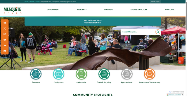Security scan screenshot of https://www.cityofmesquite.com/