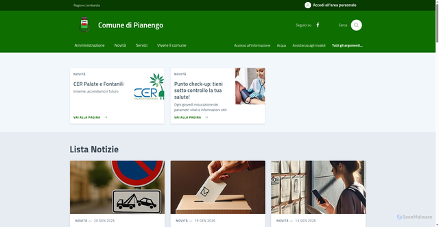 Security scan screenshot of https://comune.pianengo.cr.it/