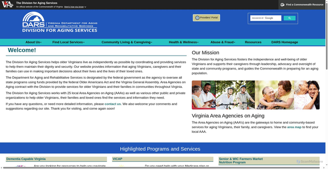 Security scan screenshot of https://www.vda.virginia.gov/