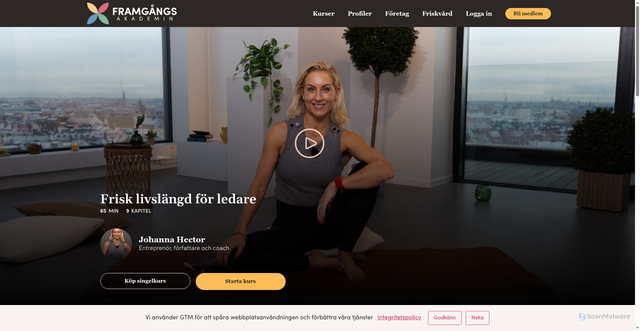 Security scan screenshot of https://framgangsakademin.se/kurs/johanna-hector-frisk-livslangd-for-ledare/?course_id=3334480