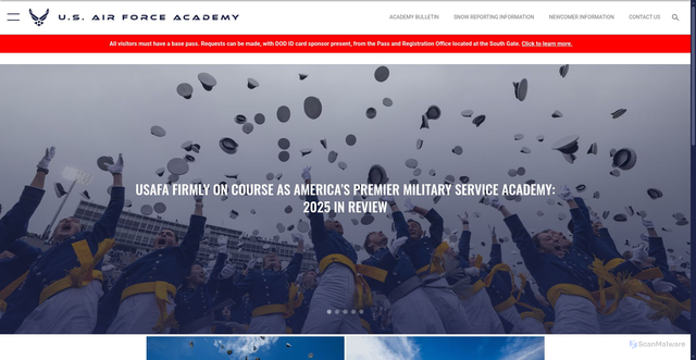 Security scan screenshot of https://www.usafa.af.mil/