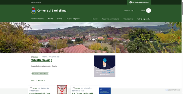 Security scan screenshot of https://www.comune.sardigliano.al.it/