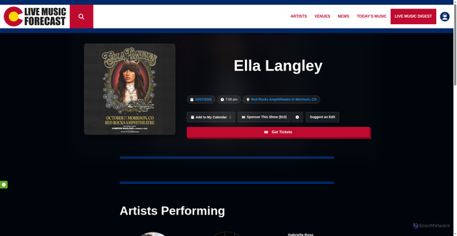 Security scan screenshot of https://livemusicforecast.com/event/ella-langley-2026-10-07/