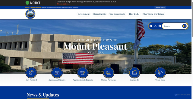 Security scan screenshot of https://mtpleasantny.gov/