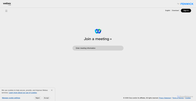 Security scan screenshot of https://fenwick.webex.com