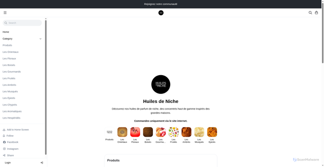 Security scan screenshot of https://huilesdeniche.com/