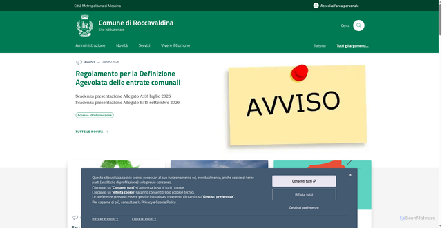 Security scan screenshot of https://www.comune.roccavaldina.me.it