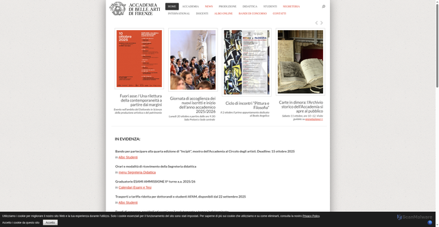 Security scan screenshot of https://www.accademia.firenze.it/