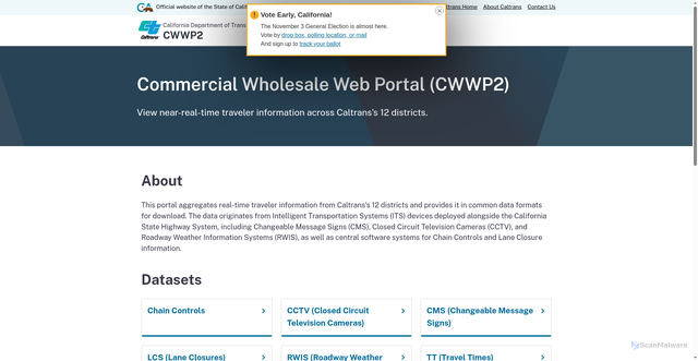 Security scan screenshot of https://cwwp2.dot.ca.gov