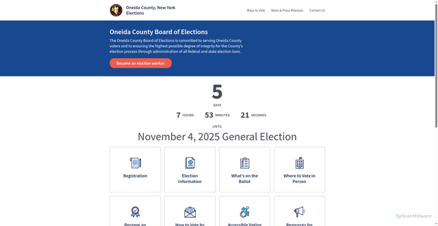 Security scan screenshot of https://oneidacountynyvotes.gov/