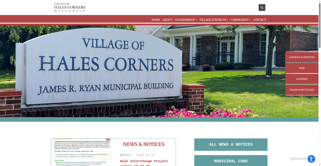 Security scan screenshot of https://halescornerswi.gov/