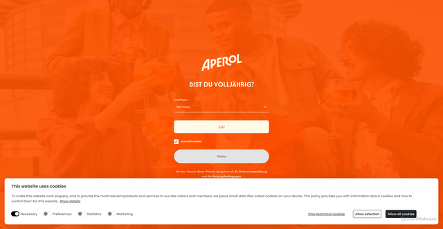 Security scan screenshot of https://aperol.com
