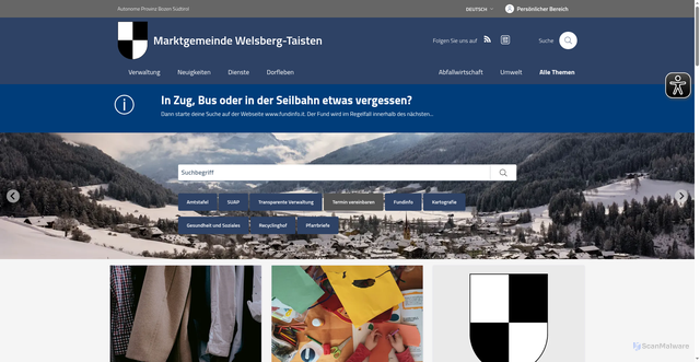 Security scan screenshot of https://www.gemeinde.welsberg-taisten.bz.it/de