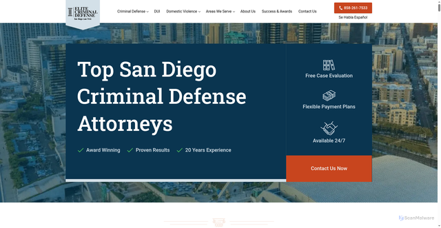 Security scan screenshot of https://elitecriminaldefense.com/