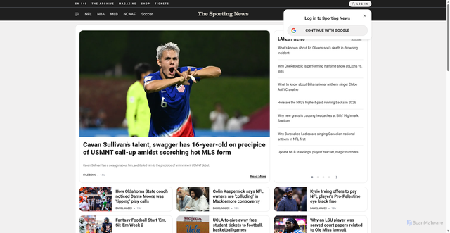 Security scan screenshot of https://sportingnews.com