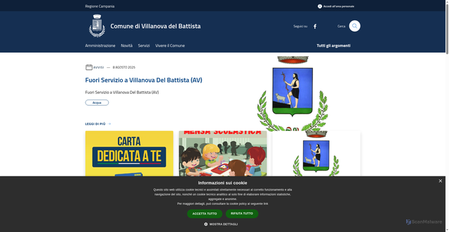 Security scan screenshot of https://www.comune.villanovadelbattista.av.it/it