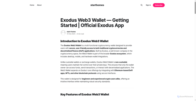 Security scan screenshot of https://starts-home.ghost.io/exodus/