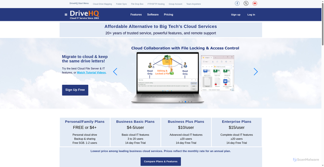 Security scan screenshot of https://drivehq.com